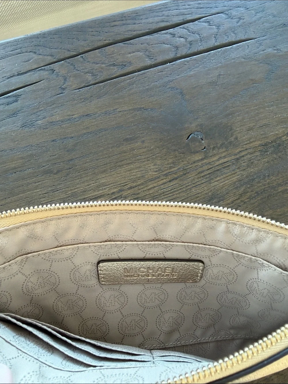 NWOT- Michael Kors Metallic Gold Wristlet Clutch